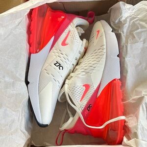 Nike Air Max 270 White and Pink Athletic Shoes